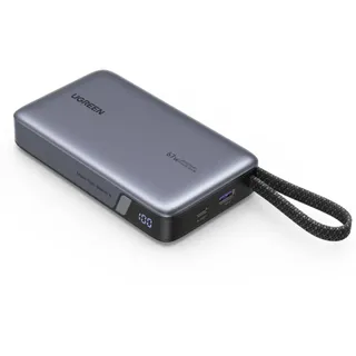 UGREEN Nexode Power Bank, 20000mAh 67W Schnellladen mit Integriertem USB-C Kabel, Externe Handyakkus Kompatibel mit Xiaomi 15 Ultra,15 Pro, Galaxy S25 Ultra, iPhone 17/16 Serie, iPad, Laptop und mehr