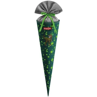 Step by Step Schultüte „Dino Targo“, grün, passend zum Schulranzen, aus recycelten PET-Flaschen, Verschluss aus Stoff, 5 l Füllvolumen, 70 cm Höhe