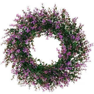 Türkränze, Frühling Sommer Ganzjahres Kranz, künstliche Blumen, Grüne Blätter Kränze für Haustür Outdoor Fenster Wand Garten Hochzeit Festival Party Home Dekoration (B)