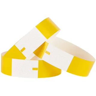 SOFPLATE 300 Stück Paper Wristbands Festival Armbänder Partybänder Eintrittsbänder Gelb Event Armband wasserdichte Leichte Event Identifikationsarmbänder Für Vergnügungsparks Clubs Konzerte