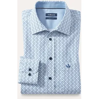 Walbusch Herren Bügelfrei-Hemd Blau bedruckt