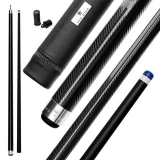 Cue-King Pro Series Carbon Billardqueue, 147,3 cm, 510,3 g, 2-teilig, mit 12,5 mm Premium-Spitze, glänzend freigelegtes Carbon mit Pro-Leder-Queueetui, professioneller Pool-Queue (mit