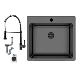 Faizee Möbel Edelstahlspüle 50,5 x 55 mm Handbetätigung