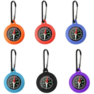 flintronic Kompass Kinder, 6PCS Kompass Schlüsselanhänger Bunte, Schlüsselanhänger Bushcraft Compass mit Karabinerhaken, für Outdoor-Camping-Navigation, Orientierungslauf und Survival