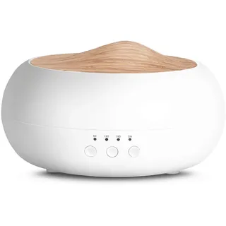 SALKING Aroma Diffuser, 250ml Ultraschall Öl Aromatherapie Diffusor für ätherische Öle, Raumbefeuchter Elektrisch Duftlampe, Warmweiß Licht Weiß Holzmaserung Diffusor für Zuhause Büro Oder Yoga