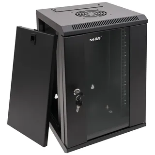 HMF 63309-02 Serverschrank 10 Zoll, 9 HE, Netzwerkschrank, Wandschrank, 10", 31,2 x 30 x 48,3 cm, Voll Montiert, Schwarz