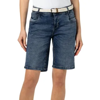 Sublevel Damen Jeansbermuda Shorts Kurze Hose Denim mit Flechtgürtel - M
