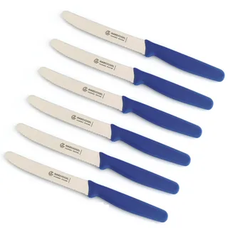 Marsvogel - 6 Stück Tafelmesser mit Wellenschliff - PP Blau - Made in Solingen
