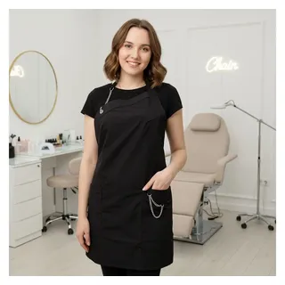 STM Company Kittelschürze Chain Schürze mit Kette, Friseurschürze, (mit Taschen, für Friseure, Kosmetikerinnen, Küche), Arbeitskleidung & Berufsbekleidung schwarz