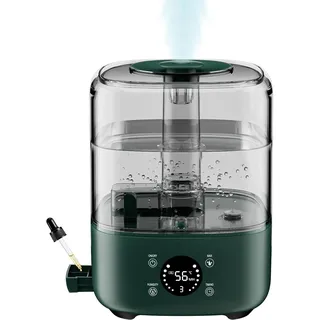 Vankarr Luftbefeuchter schlafzimmer 5L,Top-Füllung Luftbefeuchter,Leise Smart Humidifier,Raumluftbefeuchter mit 360° Drehbarer Düse,Mit Aromatherapie-Tablett,Automatischer Abschaltung,Grün