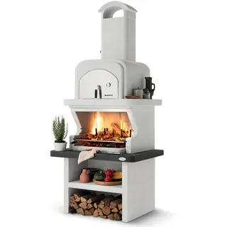 Palazzetti Balos - Kombi-Grillkamin mit Holzbackofen aus Betonstein