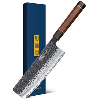 HOSHANHO Japanisches Nakiri Messer Kochmesser, Scharf Küchenmesser Hochkohlenstoffstahl Stahl Nakiri Gemüsemesser, Profi Hackmesser mit 18 cm Messerklinge und Ergonomischem Griff