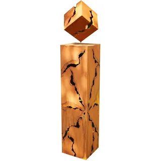 Gartendekoshop24 - Gartendeko Metallsäule Rost, Skulptur, 80 cm, mit Rost Würfel, für draußen. Handgefertigte Gartenskulptur mit Würfel aus Edelrost. Gartendeko als Geschenk, Outdoor, wetterfest.