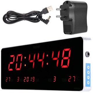 Marhynchus Wanduhren aus,Wanduhr,Wanduhr Radio Wanduhr Radio Radio Wanduhr Radio Aluminiumlegierung,EU-Stecker,110-240 V,Büro,Schlafzimmer,Digitale LED-Uhr(36 * 13 * 3cm-Ewiger Kalender