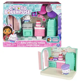 Spin Master Gabby‘s Dollhouse Deluxe Raum, Bakey with Cakey, Küche mit Kuchi (engl. Cakey), 3 Möbelstücken und 2 Überraschungsboxen mit Zubehörteilen, geeignet für Kinder ab 3 Jahren