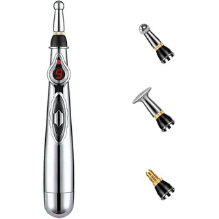 Elektronischer Akupunkturstift, Elektrisches Körpermassagegerät Meridian Energy (3 Köpfe 9 Vibrationsmodi) Meridian Energy Pen, Schmerztherapie Stift, Erleichterung Schmerz Werkzeuge