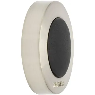 Wagner Design-Wand-Türstopper SCREW OR GLUE/Schrauben oder Kleben - Durchmesser Ø 38 mm, Metall gebürstet, Edelstahloptik, thermoplastischer Kautschuk schwarz- 15514011