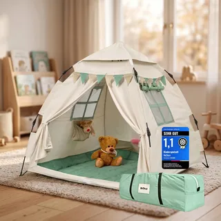 NeClero Premium Tipi Zelt für Kinder, 60s Schnell-Aufbau, Spielzelt Indoor & Outdoor, Dicke Bodenmatte & Tragetasche