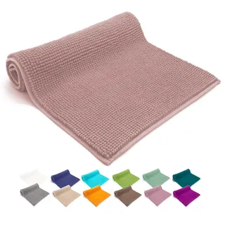 heimtexland ® Badvorleger Chenille Super Flauschig Saugstark Badteppich Badematte Ökotex Typ771 Altrosa 45 x 50 cm