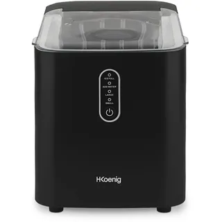 h.koenig KUB14 12kg in 24 Stunden, Eiswürfel in 6min, 2 Eiswürfelgrößen, 120 W Schwarz leise, Eiswürfelbereiter, 1 L, Eiswürfelschaufel