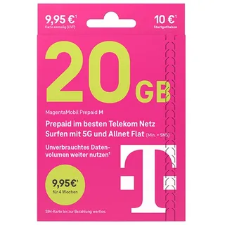 Telekom MagentaMobil Prepaid M Simkarte mit 10 € Startguthaben Prepaidkarte, (EU-Roaming inkl. CH/GB, 10 € Startguthaben)