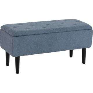 HOMCOM Sitzbank mit Stauraum, Bettbank, Polsterbank mit Klappdeckel, Truhenbank, für Wohnzimmer, Schlafzimmer, Blau, 95 x 38 x 45 cm   Aosom