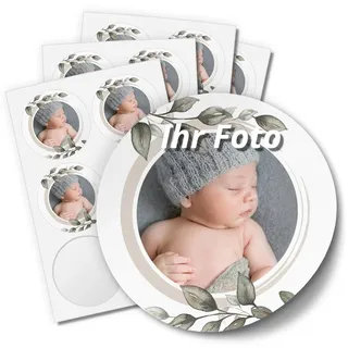 Personalisierbare Aufkleber mit eigenem Foto für Hochzeit Einladung Taufe Verlobung Save the Date Geburtstag Konfirmation baby geburt Kommunion 12