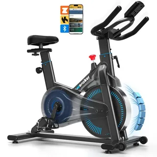 [2026 MODELL] Wenoker Heimtrainer Fahrrad mit Verstellbarem Magnetwiderstand, Ergometer Hometrainer Fahrrad mit APP, Leises Fitnessbike Bis 160kg - Blau