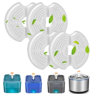 Berein Ersatzfilter Katzenbrunnen Trinkbrunnen Filter für Katze Katzenbrunnen Filter rund für Trinkbrunnen 2.5L Edelstahl 2L Katzentrinkbrunnen Aktivkohlefilter (4 Stück)