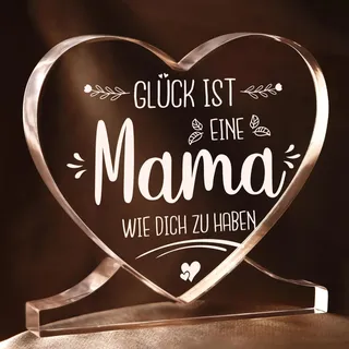 Juratar Weihnachtsgeschenke für Mama von Tochter & Sohn – Herz Acryl mit liebevollem Spruch – Persönliches Geschenk für Mama zum Geburtstag, Muttertag oder Weihnachten