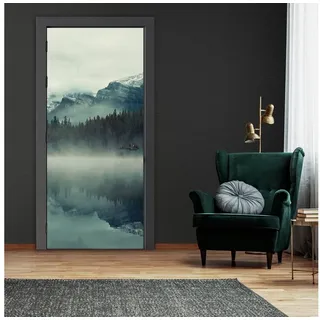 Wallarena Türtapete Selbstklebend Wald Berge Landschaft 3D Effekt Türposter Türfolie Türaufkleber Fototapete für Tür, 91x211 cm, Glatt, Landschaft, Türtapete Selbstklebend