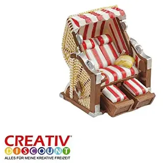 CREATIV DISCOUNT® NEU Mini- Strandkorb Rot-Weiß, ca. 6,5 x 6,5 x 5cm