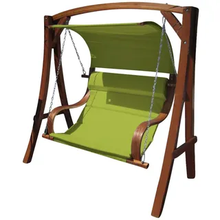 ALEOS. Hollywoodschaukel Gartenschaukel MERU Gruen aus Lärche Holz mit Regenabdeckung