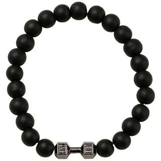 Armband FIRETTI "Schmuck Armkette Hantel Kraftsport Geschenk Workout Armband GYM", schwarz (altsilberfarben, schwarz, schwarz), Armbänder, Damen, 19cm, Messing Silikon, Messing, Silikon, Armband, Made in Germany - mit Glasstein