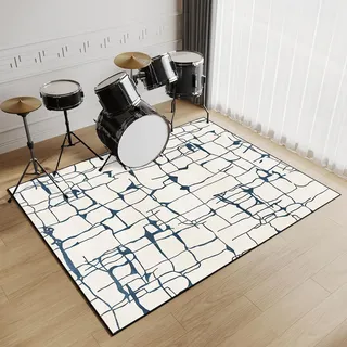 Z·Bling Schlagzeugteppich Rechteckig 90x120cm,Schlagzeug Teppich rutschfest,Schallschutz Teppich für e Drumset,Drum Teppich für Schlagzeug Elektronisch,Drum Kit,Klavier (Multicolour E)