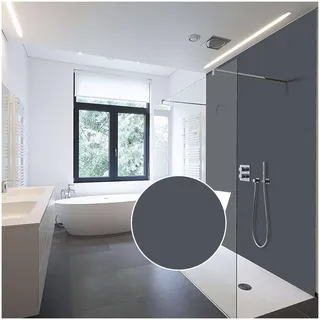 WALLando Premium Duschrückwand, individueller Größenzuschnitt – Einfach zu montierende Wandverkleidung für Dusche & Bad – Hochwertige PVC-Duschwand, einfarbig & seidenmatt – Dunkelgrau