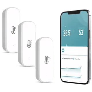 Mengshen WiFi Hygrometer Thermometer Intelligente Temperatursensoren 3 Pack | Home Humidity Monitor Kit mit APP, Multiroom Alarmsystem, Für Baby Gewächshaus Weinkeller