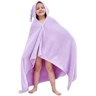 Hilmocho Kinder Badetuch mit Kapuze Junge Mädchen Kapuzendecke Poncho Weich Warm Korallenvlies Baby Schwimmen Handtuch, 140x70CM