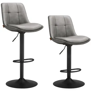 VASAGLE Barhocker 2er Set mit Fußstütze taubengrau