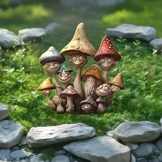 Generisch Gartendeko Gartenfiguren für Draußen Wetterfest, Wetterfeste Elfen Garten Deko, Schildkröte und Gartenzwerg Statue, 2D Harz Gartendeko Figuren, 2D Teich Deko Geschenk (Stil-H)