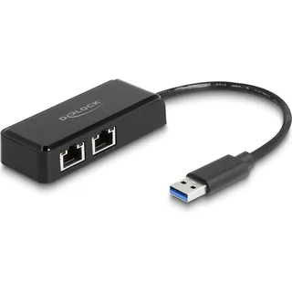 DeLock USB Typ-A Adapter zu 2 x Gigabit LAN