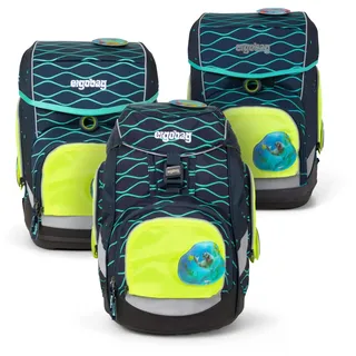 ergobag Fluo Zip Set Gelb | 3-teiliges Sichtbarkeits-Set für frühere ergobag pack Modelle, also geeignet für Käufe vor Oktober 2019
