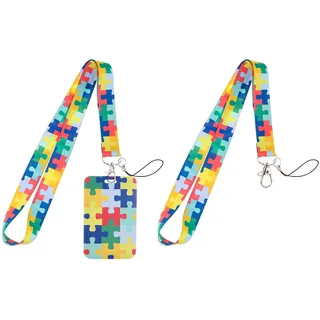 2 Stück Puzzle-Lanyard, 1 Stück Cartoon-Karten-Set, Farb-Lanyard, Handy-Lanyard, Cartoon-Lanyard-Set, Abzeichen-Lanyard Für Damen Und Herren