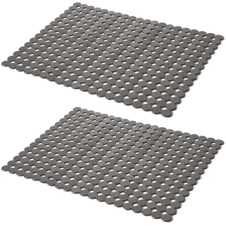 thirei Spülbeckeneinlage, 30 x 40 cm Spülbeckenmatte, 2 Stück PVC Spülbeckeneinlage, Dekorative Spülbeckenmatt, schnelles Abfließen von Punkten, für Küche und Bad (Grau)