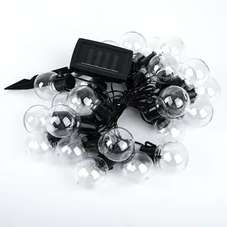 Expo Börse Solar Lichterkette Gartenlampe Außenleuchte 24x LED Glühbirnen Terrassenlampe mit Erdspieß, warmweiß, L 660 cm