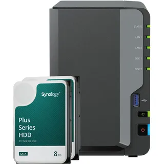 Synology DS224+ 16TB Plus HDD NAS-Bundle NAS inkl. 2x 8TB Plus HDD 3.5 Zoll SATA Festplatte