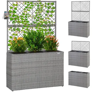 CASARIA Blumenkasten 3 Innentöpfe Polyrattan Grau