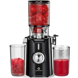 LINKChef Schnellreinigungs Entsafter, NO-Prep Entsafter Gemüse und Obst, Blitzreiniger Saftpresse Slow Juicer Testsieger mit Einfacher Installation, BPA Frei, 115mm, 1.2L, 200w Schwarz