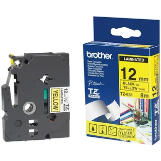 Brother TC-101 laminiert schwarz auf transparent 1,2cm x 7,7m