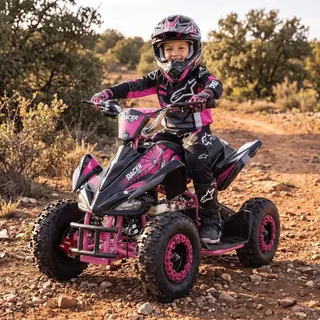 ACTIONBIKES MOTORS Elektro Quad Miniquad Kinder Racer 1000 Watt Pocket Kinderquad Pocketbike ATV (Schwarz/Pink)